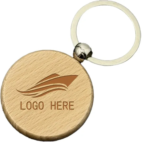 Wooden Circular Keychain Key Tag