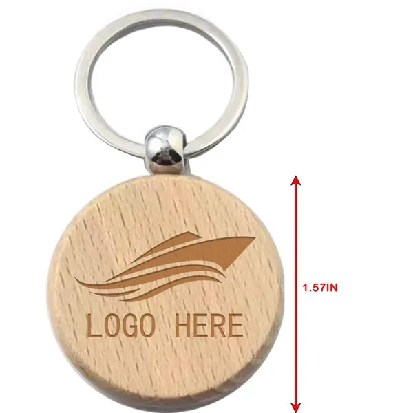 Wooden Circular Keychain Key Tag