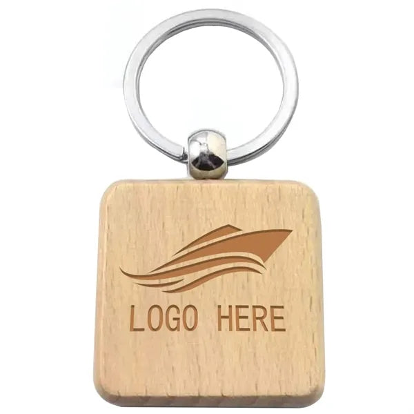 Wooden Square Keychain Key Tag