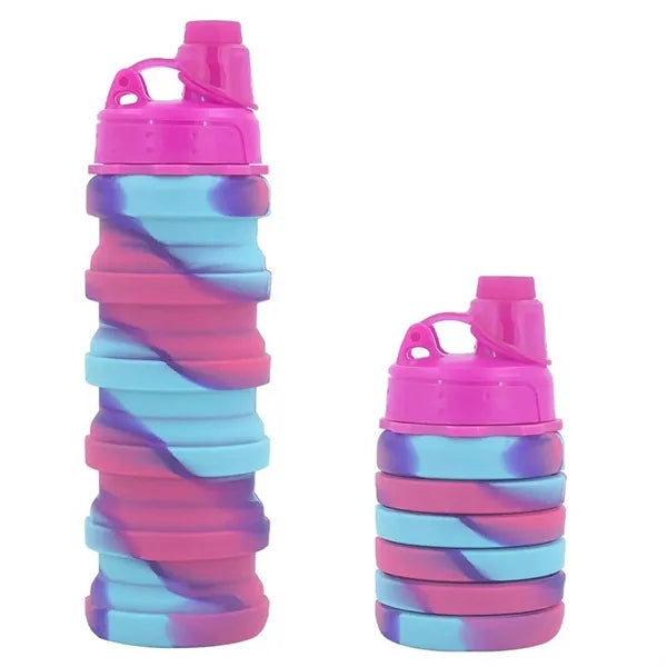 17 oz Collapsible Silicone Sport Water Bottle with Carabiner