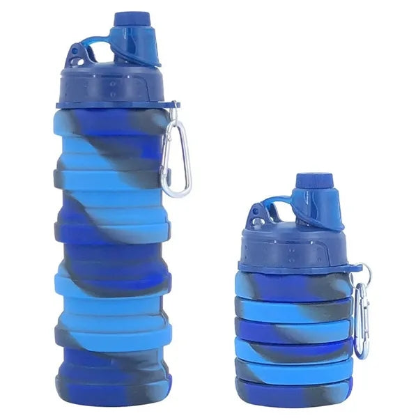 17 oz Collapsible Silicone Sport Water Bottle with Carabiner
