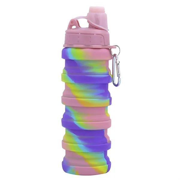 17 oz Collapsible Silicone Sport Water Bottle with Carabiner