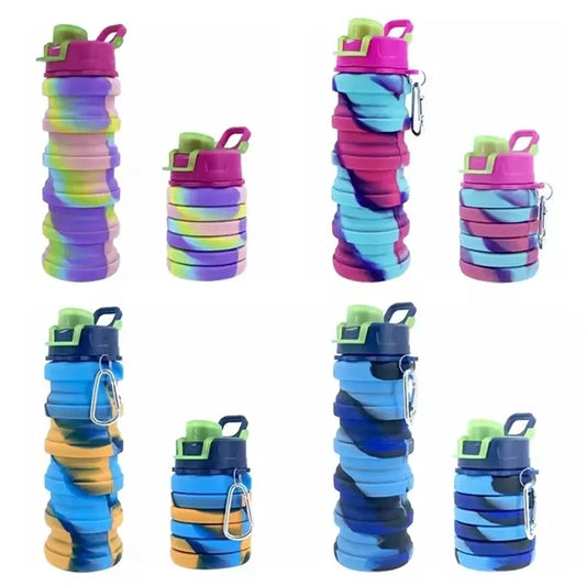17 oz Collapsible Silicone Water Bottle with Carabiner