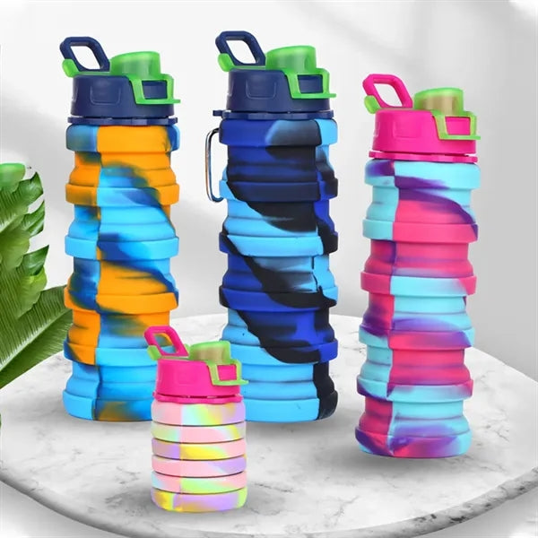 17 oz Collapsible Silicone Water Bottle with Carabiner