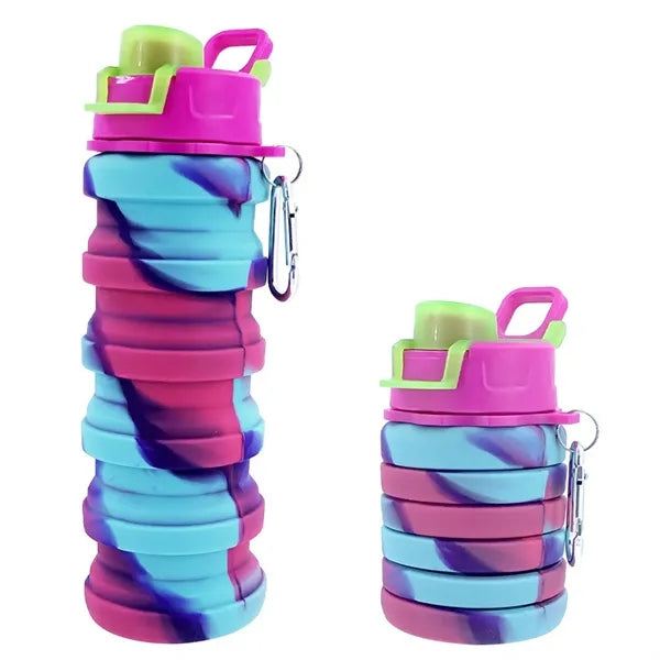 17 oz Collapsible Silicone Water Bottle with Carabiner