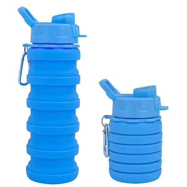 17 oz Collapsible Silicone Water Bottle with Carabiner