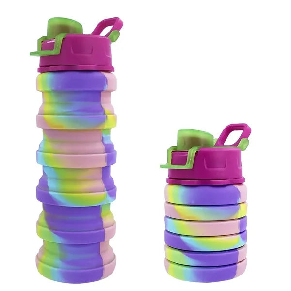 17 oz Collapsible Silicone Water Bottle with Carabiner