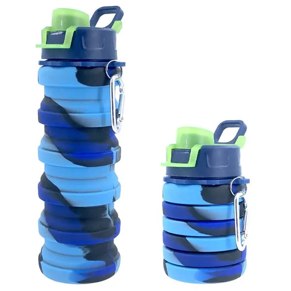 17 oz Collapsible Silicone Water Bottle with Carabiner