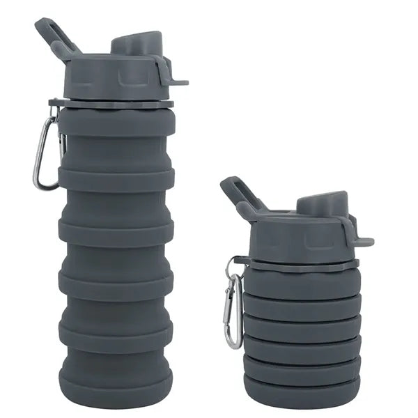 17 oz Collapsible Silicone Water Bottle with Carabiner