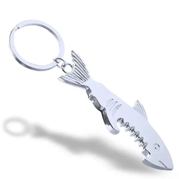 Metal Shark-shaped Bottle Opener Keychain