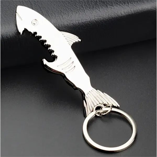 Metal Shark-shaped Bottle Opener Keychain