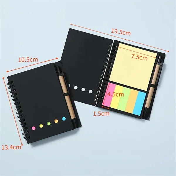 Spiral Kraft Notebook with a Pen,Sticky Notes,Page Marker