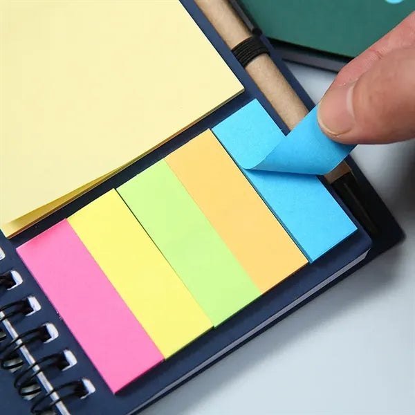 Spiral Kraft Notebook with a Pen,Sticky Notes,Page Marker