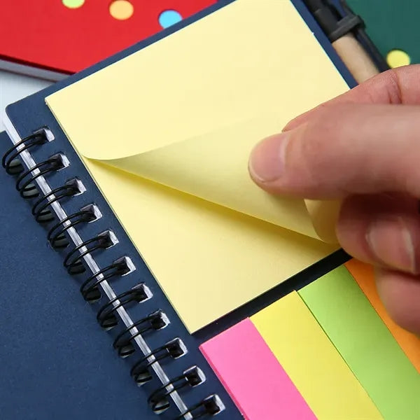 Spiral Kraft Notebook with a Pen,Sticky Notes,Page Marker