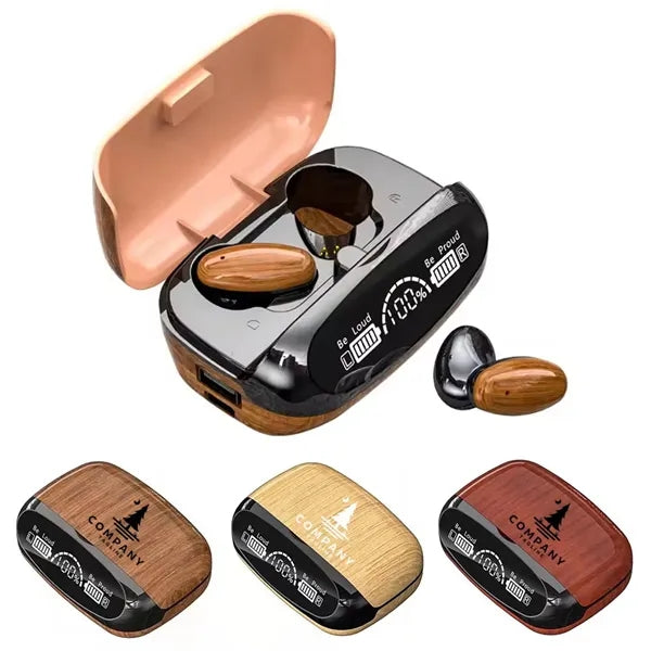 TWS Wood Grain Wireless Earbuds