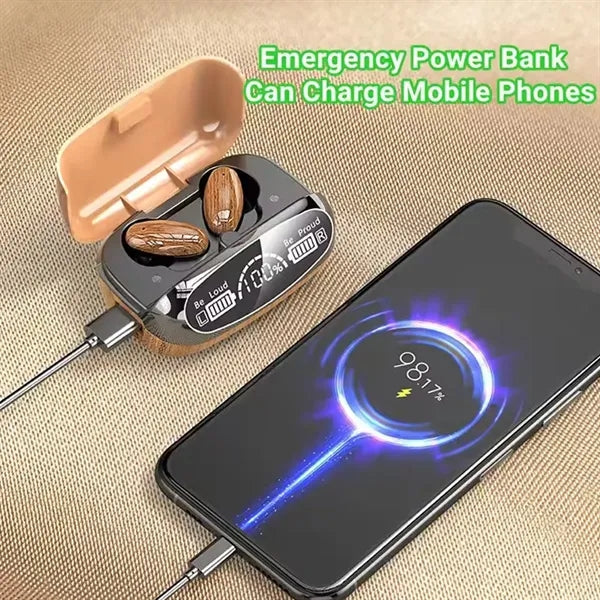 TWS Wood Grain Wireless Earbuds