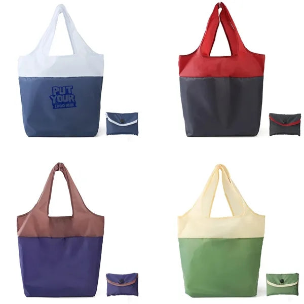 Two Tone Folding Grocery Bag W/ Pouch