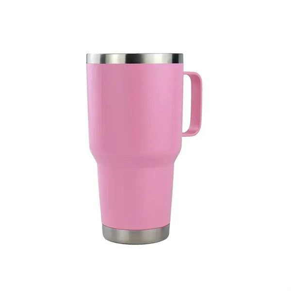 30 oz Double Wall Insulation Travel Mug with Steel Handle
