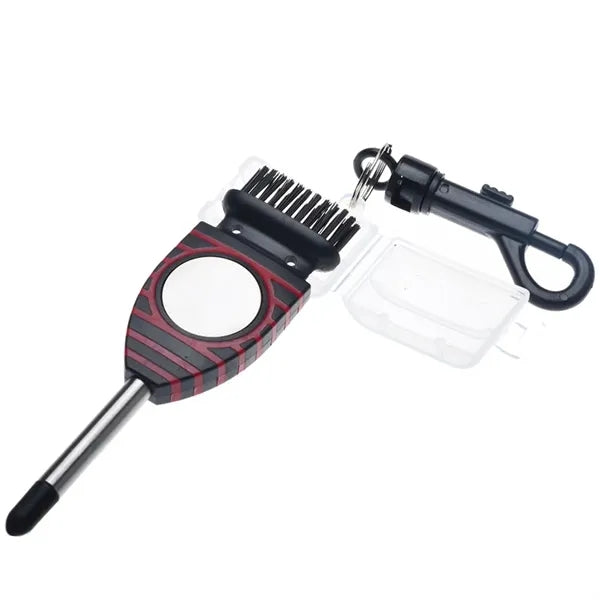 3-In-1 Golf Club Brush Groove Cleaner W/ Magnetic Ball Mark