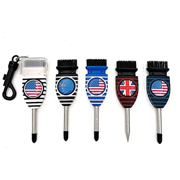 3-In-1 Golf Club Brush Groove Cleaner W/ Magnetic Ball Mark