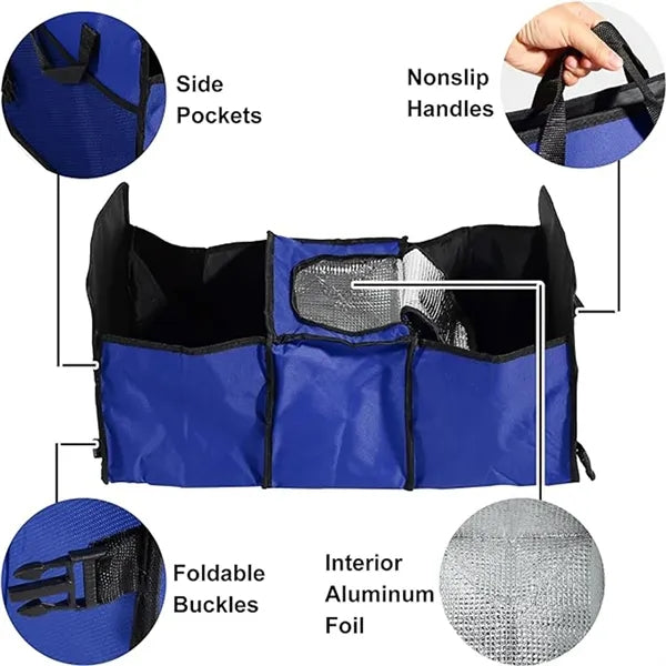 Car Trunk Foldable Organizer Mesh Storage Pockets Thermal