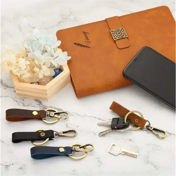 2 in 1 Leather Keychain Carabiner