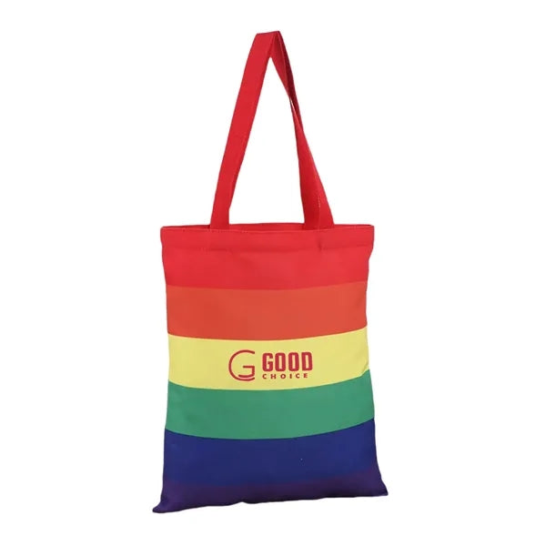Rainbow Stripe Canvas Tote Bag
