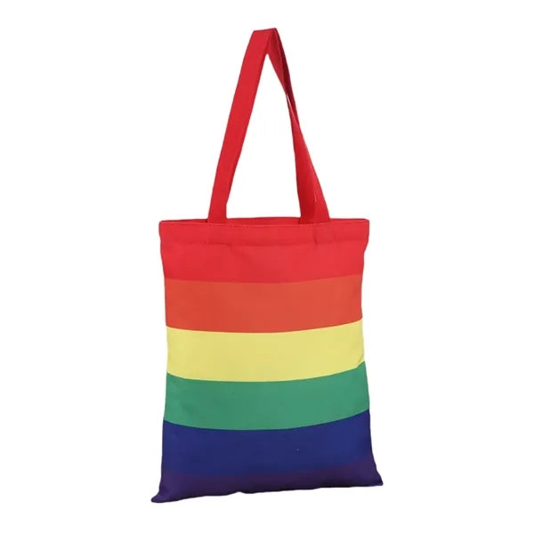 Rainbow Stripe Canvas Tote Bag