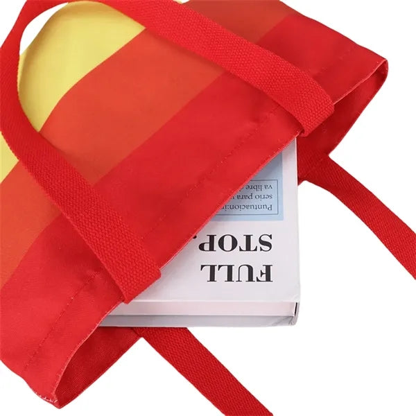 Rainbow Stripe Canvas Tote Bag
