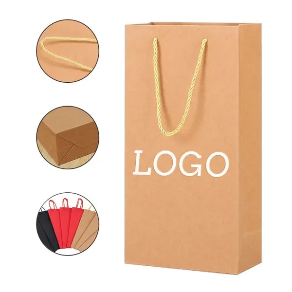 250g Craft Paper Single/Double Wine Tote Bag with Handles