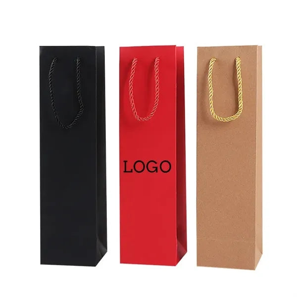 250g Craft Paper Single/Double Wine Tote Bag with Handles