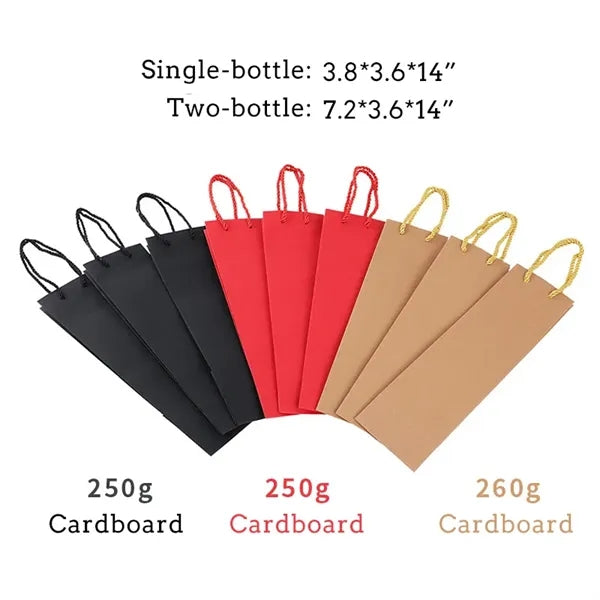 250g Craft Paper Single/Double Wine Tote Bag with Handles