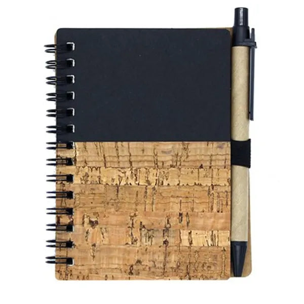 Wood Grain Spiral Notepad with Pen