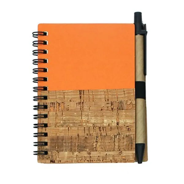 Wood Grain Spiral Notepad with Pen