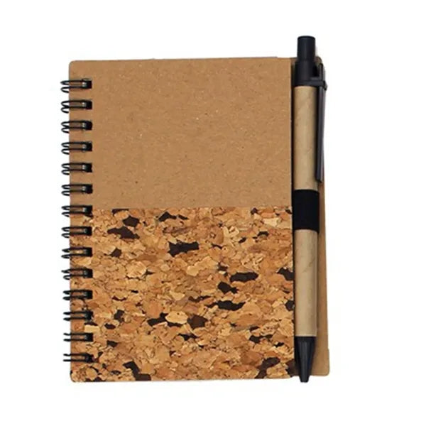 Wood Grain Spiral Notepad with Pen