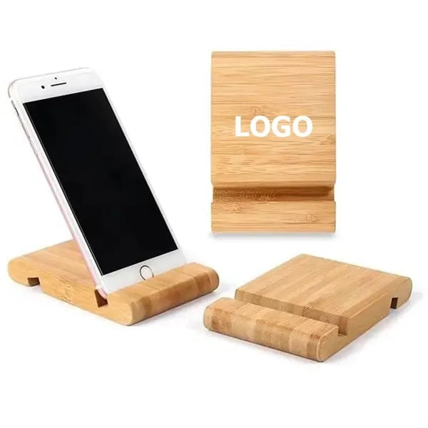 Desktop 100% Natural Bamboo Wooden Cell Phone Holder Stand