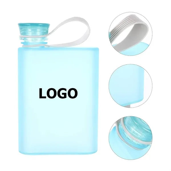 7oz ABS Sports Portable Flat Water Bottle W/Carrying Strap