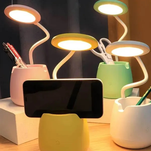 3-in-1 ABS Desktop USB Reading Lamp & Pen Holder & Phone Sta