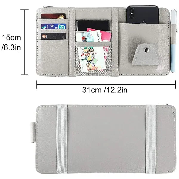 Leather Car Sun Visor Pouch Storage Pocket