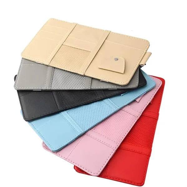 Leather Car Sun Visor Pouch Storage Pocket