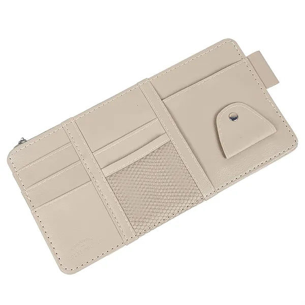 Leather Car Sun Visor Pouch Storage Pocket