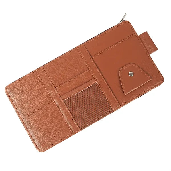 Leather Car Sun Visor Pouch Storage Pocket