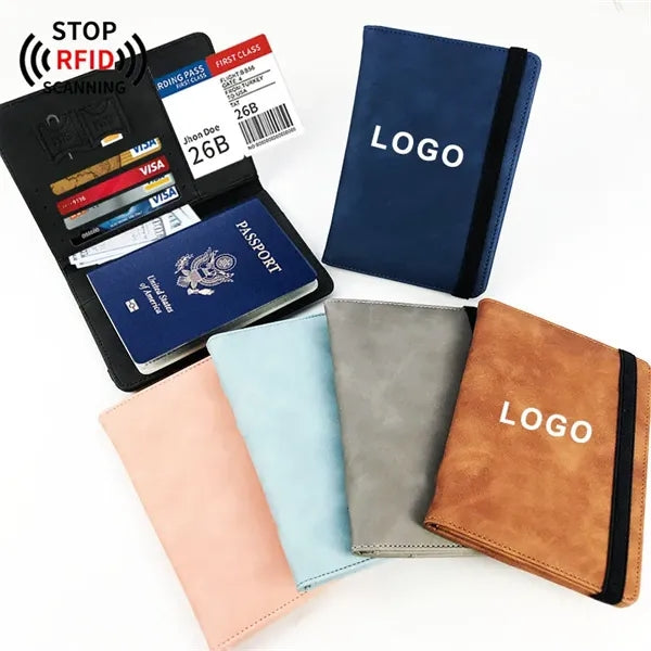 RFID Premium Leather Passport Holder Covers Case