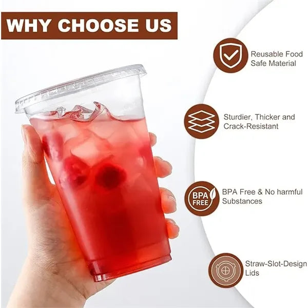 Transparent plastic cup with lid
