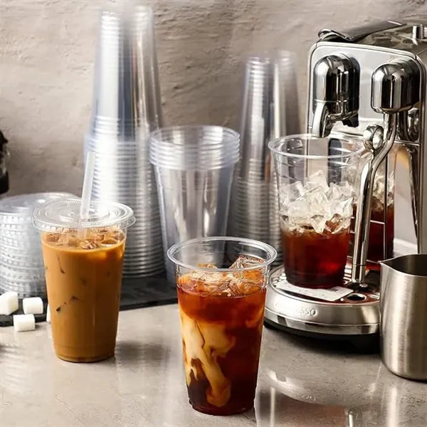 Transparent plastic cup with lid