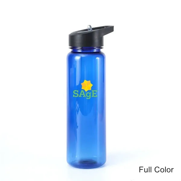 24 oz Plastic Water Bottle with Flip Top Cap and Straw