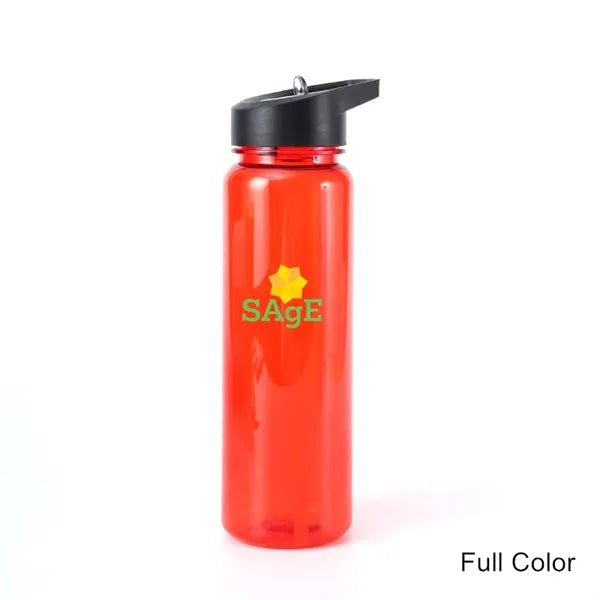 24 oz Plastic Water Bottle with Flip Top Cap and Straw