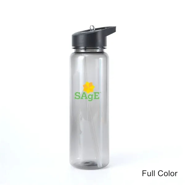 24 oz Plastic Water Bottle with Flip Top Cap and Straw