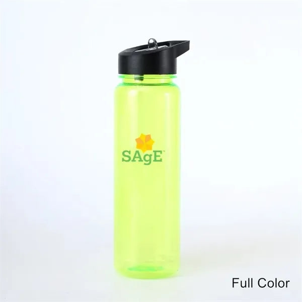 24 oz Plastic Water Bottle with Flip Top Cap and Straw