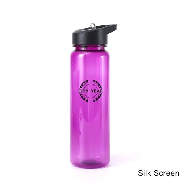 24 oz Plastic Water Bottle with Flip Top Cap and Straw